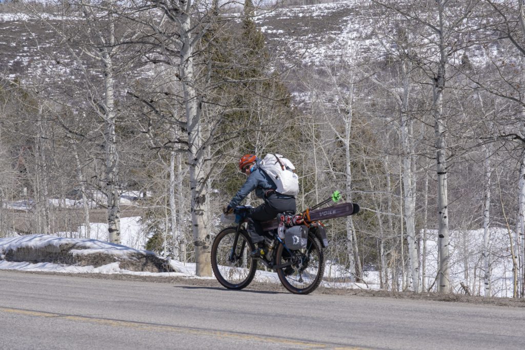 Biking home after a great ski weekend