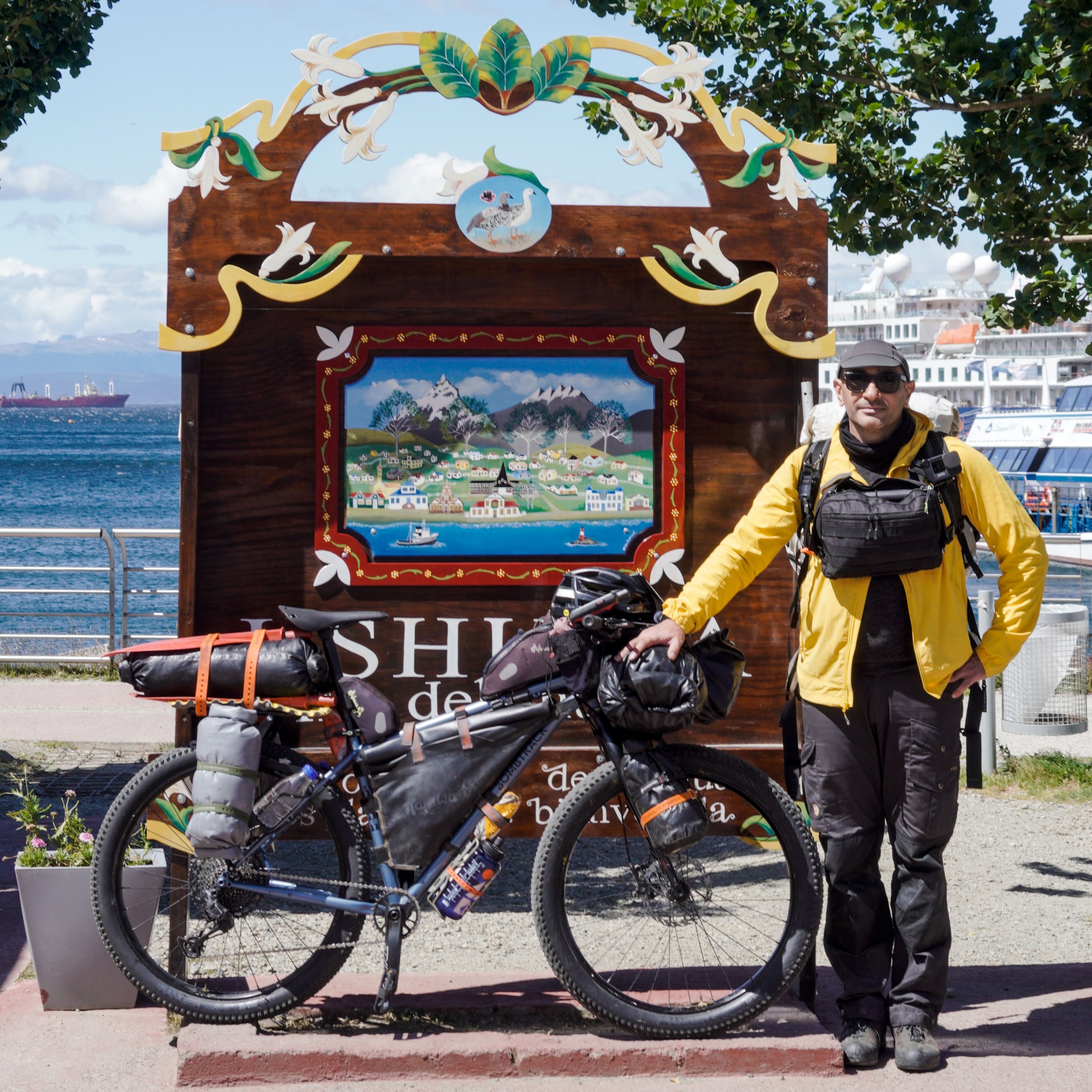 Federico preparing for his bikepacking journey