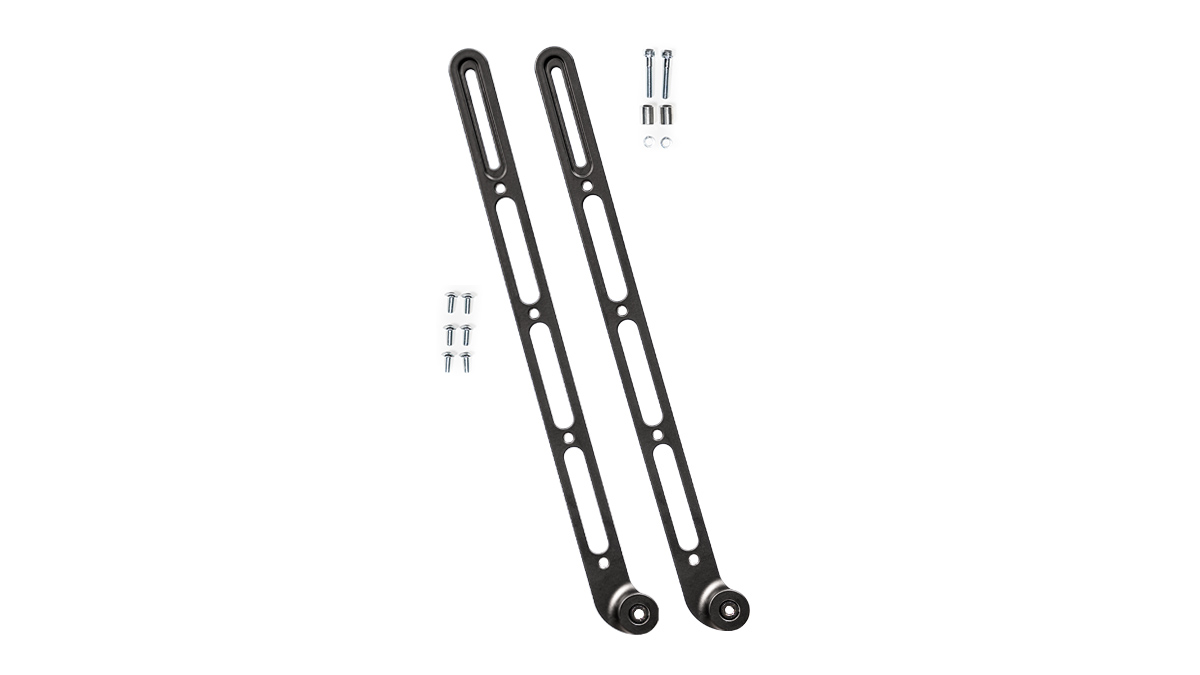 Suspension Fork and Carbon fork mounting solution for cargo cages, water bottle cages, and bolt on panniers.