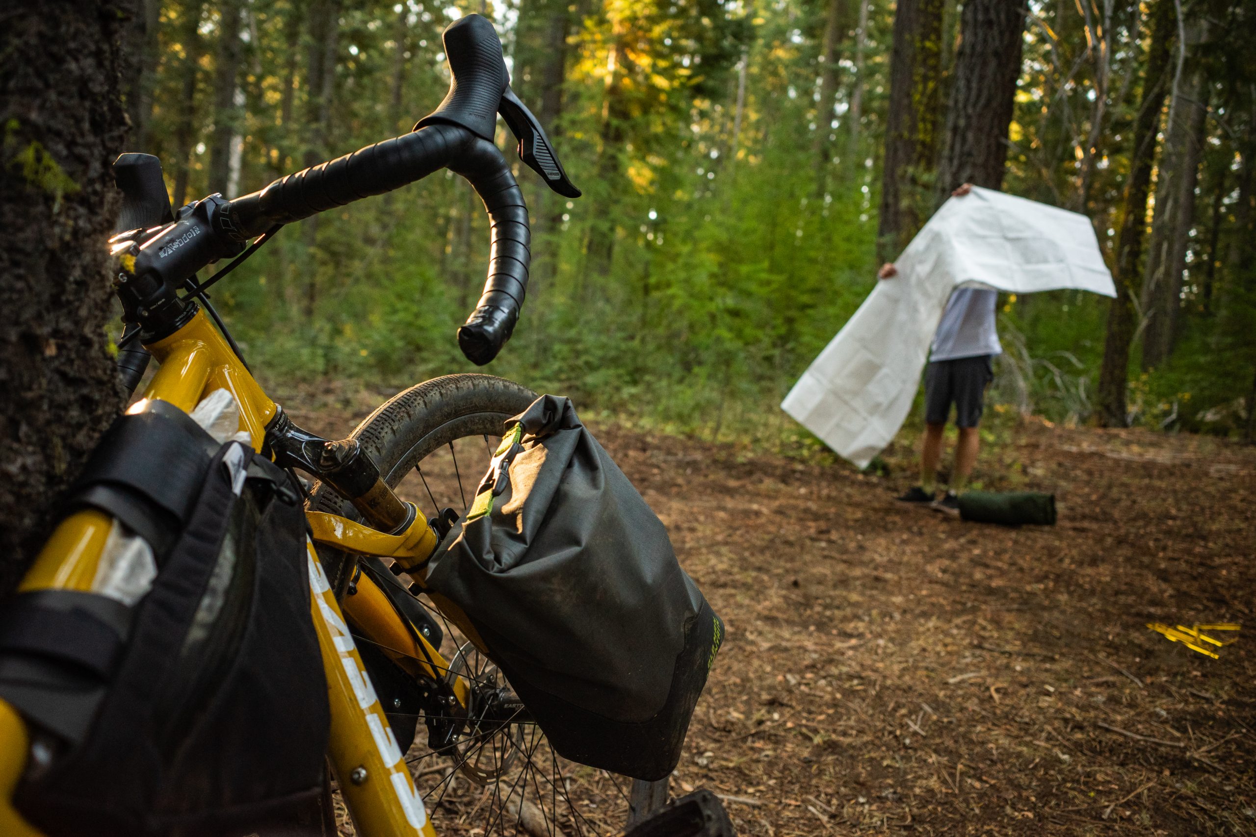Rachael Goes for a Ride-57 Middle of Sisters Loop Bikepacking Trip- Dispersed camping - Packing up tent