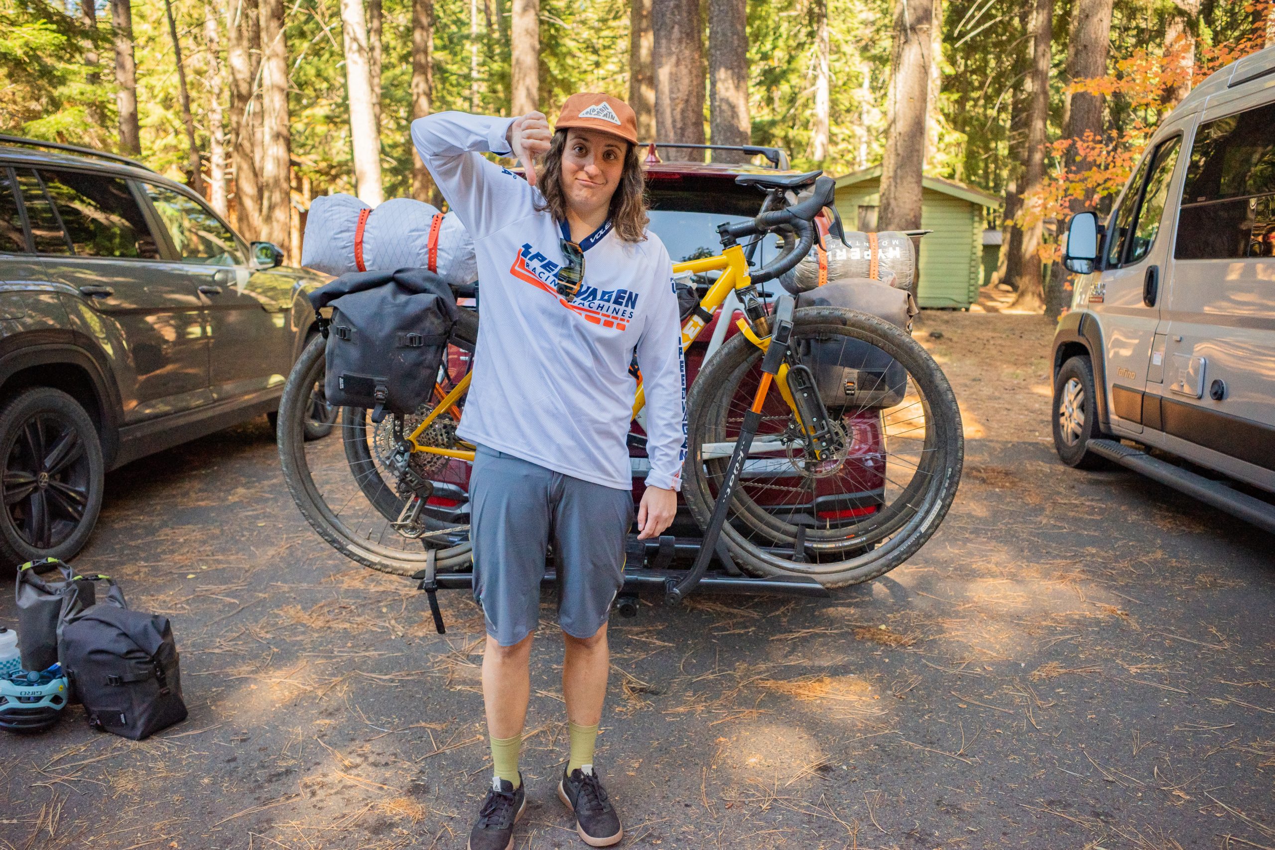 Rachael Goes for a Ride-66 Middle of Sisters Loop Bikepacking Trip- Suttle Lodge - Rescue car