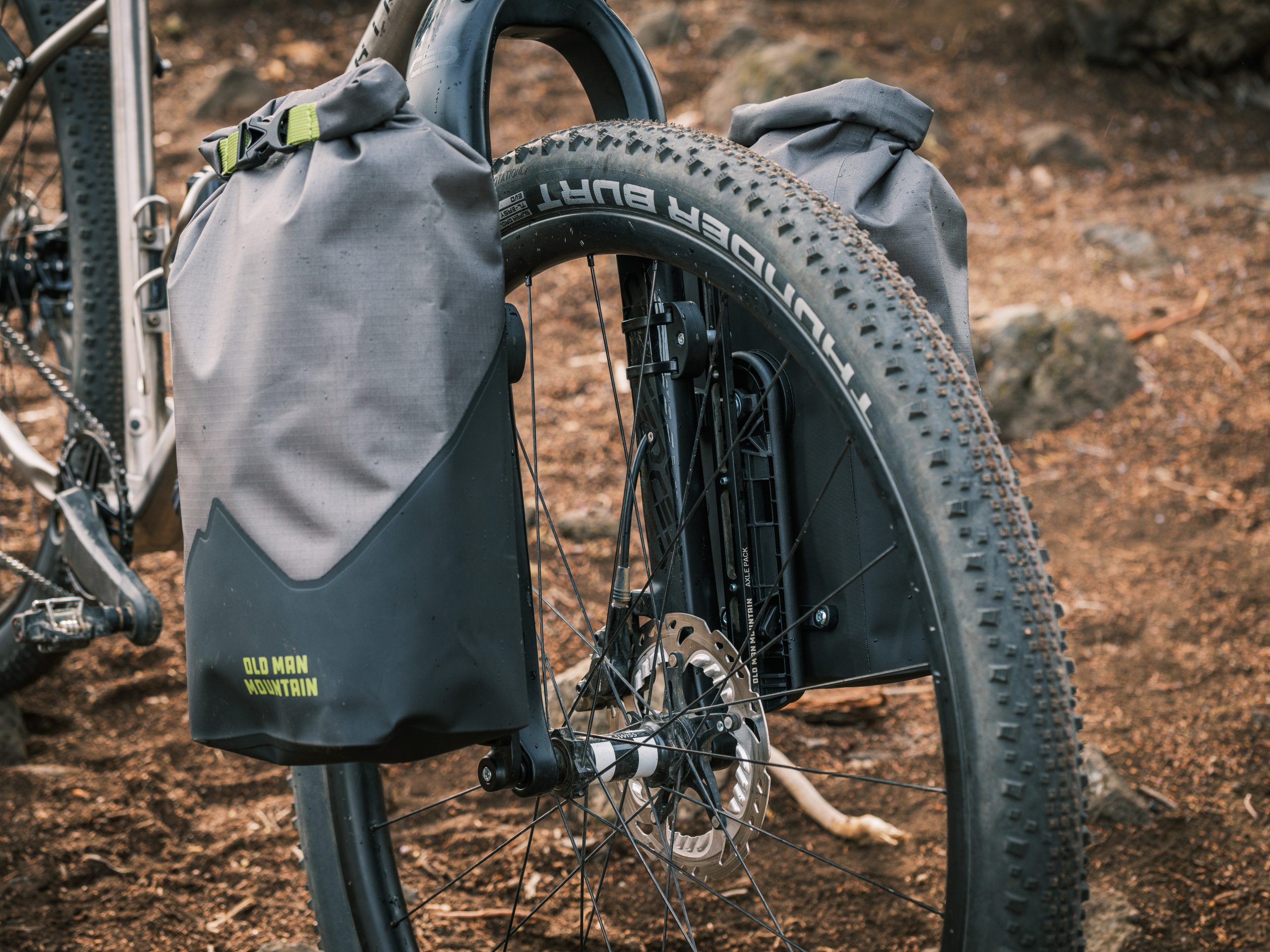 Chiru_New-Products-12 Hemlock w/ FLiP fork pack is a 7 liter bikepacking fork pack mounted to a gravel fork on a Chiru gravel bike.