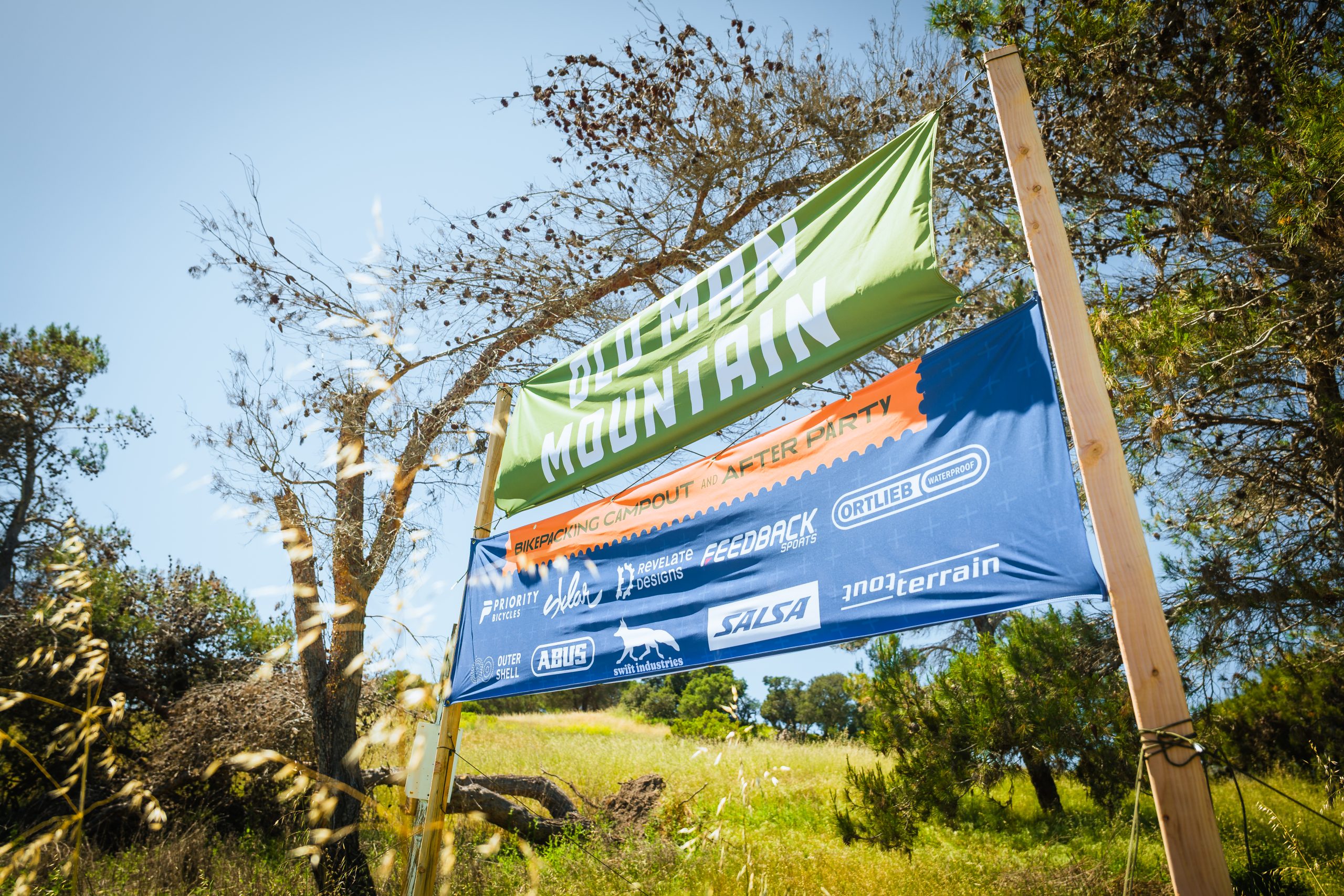 Old Man Mountain banner for Bikepacking Campout event.
