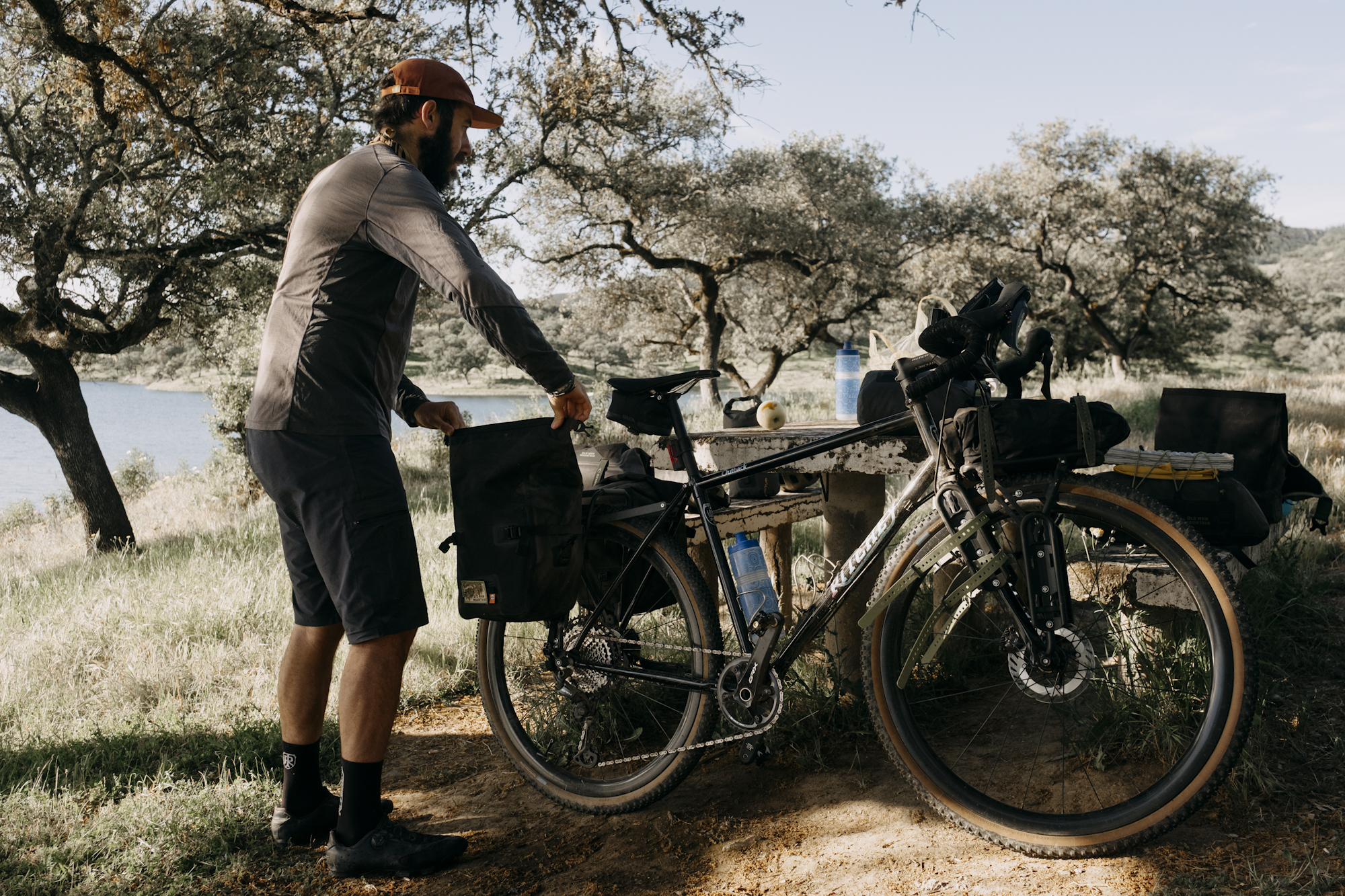 Angustias_Tour_TomasMontes-32 Javi packing up his panniers preparing for a day of riding.