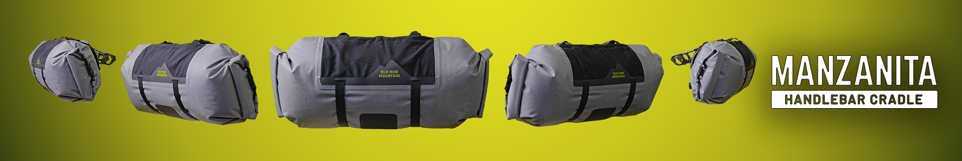 Manzanita bikepacking handlebar cradle shown from multiple angles