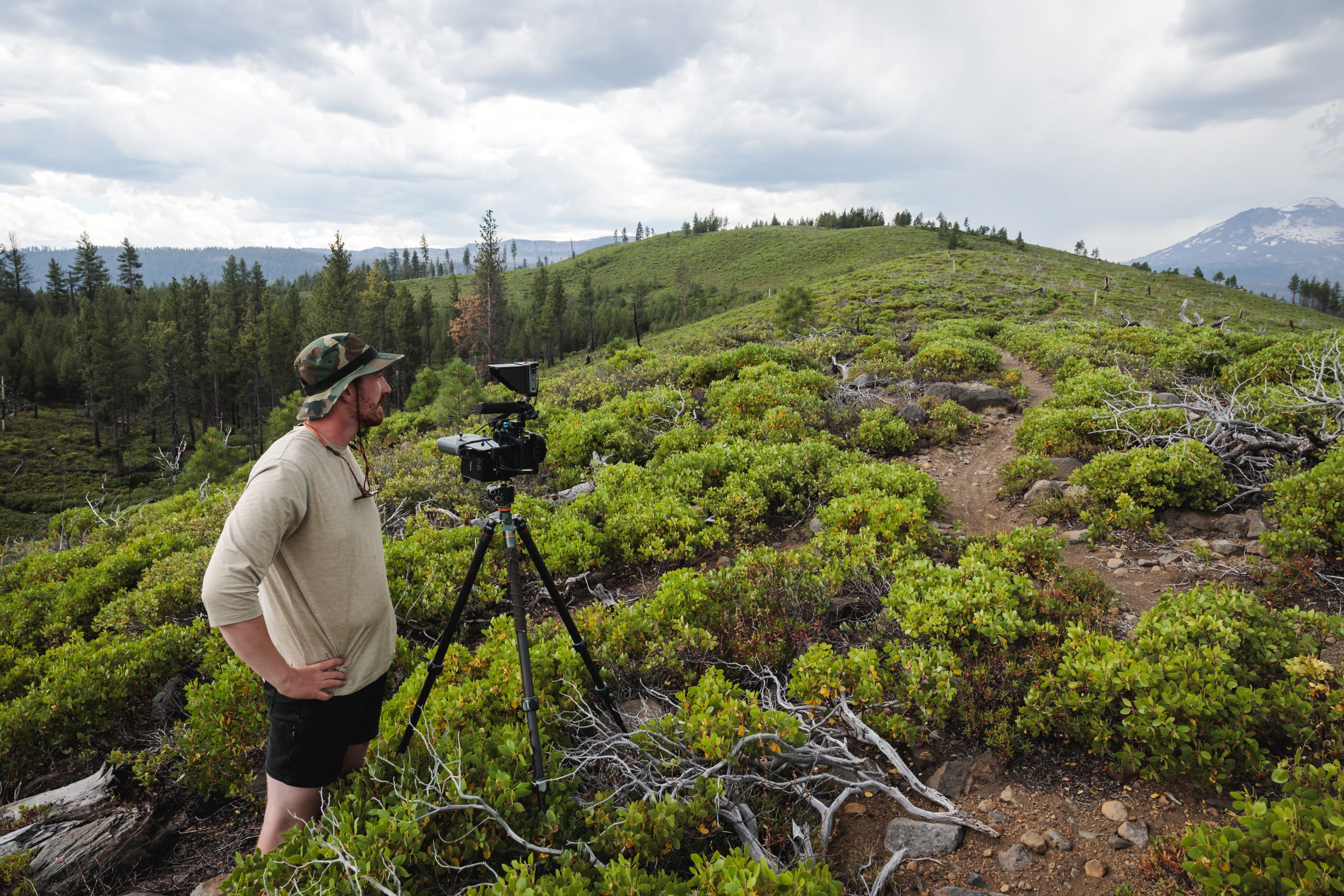 Zach filming along Trail 99